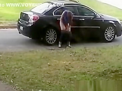 Totally woman peeing on cars