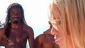 Tow nasty bitches enjoy hard interracial sex at terrace with black bulls by Femdom Sex