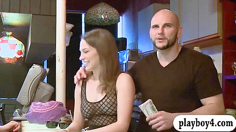 Two Tight Brunette Ladies Get Pussy Pounded In The Bar