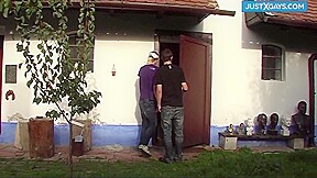 Two Young Men Having A Blast