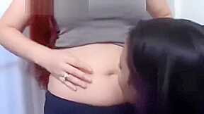 Two lesbians hot belly button worship