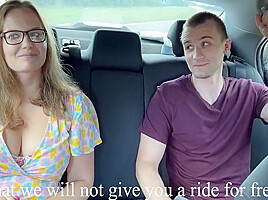 Two students 18+ Gave A Ride To Fellow Traveler Milf To Creampie