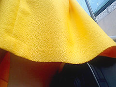 Upskirt in yellow skirt