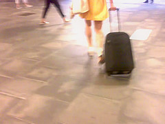 Upskirt in yellow skirt