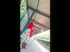 Upskirt Escalator 27 - Blond Milf Nice Red Panties