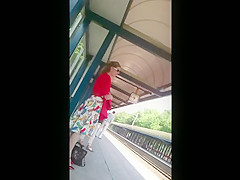 Upskirt Escalator 27 - Blond Milf Nice Red Panties