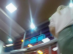 Upskirt at supermarket of Bubble ass beauty
