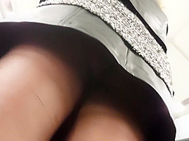 Upskirt in black pantyhose