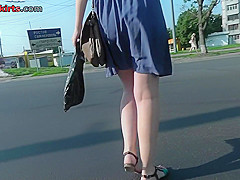 Upskirt porn with a flabby ass gal in a public place