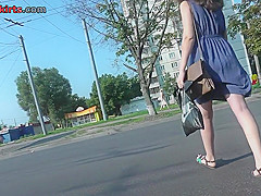 Upskirt porn with a flabby ass gal in a public place