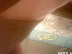 Upskirt with No Panties in Black Dress