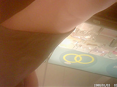 Upskirt with No Panties in Black Dress