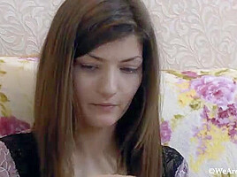 Vita S oils breasts and strips naked on sofa - WeAreHairy