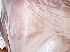 Wet Whitte T-shirt I Play With My Best Friends Big Natural Boobs