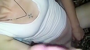 While Rubbing Her Pussy Milf Swallows