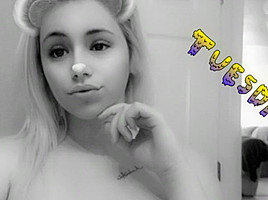 White woman webcam footjob