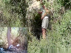 Woman caught pissing in the nature