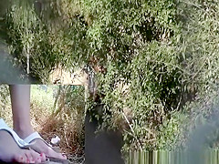 Woman caught pissing in the nature