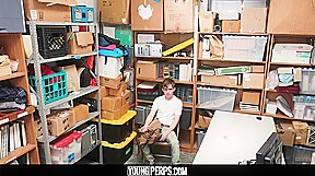 YoungPerps - Tiny shoplifter gets fucked by two mall cop