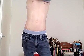 [abx][839] - Cute Twink Strips + Cums With Buttplug