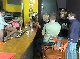 blonde teen 18+ enjoys a massive group facial