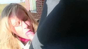 blowjob in red sweater