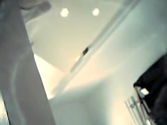 chick demonstrates her long legs and sexy panty