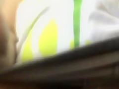 frontal upskirt of a milf grey panties