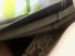 frontal upskirt of a milf grey panties