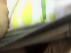 frontal upskirt of a milf grey panties
