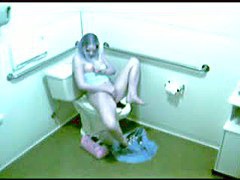 masturbation video with long haired gal cumming in toilet