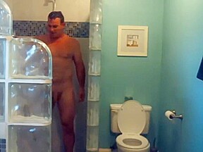 military Step dad cums and takes a shower