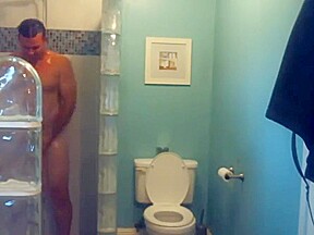 military Step dad cums and takes a shower