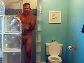 military Step dad cums and takes a shower