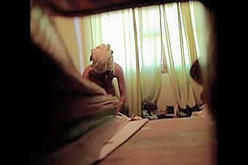 solo girl spied dressing after the shower