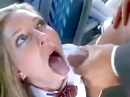 teen 18+ girl fucks an Asian man in a school bus