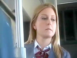 teen 18+ girl fucks an Asian man in a school bus