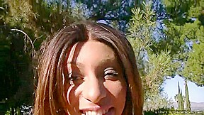 teen 18+ masturbates outdoors in close up scene