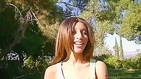 teen 18+ masturbates outdoors in close up scene