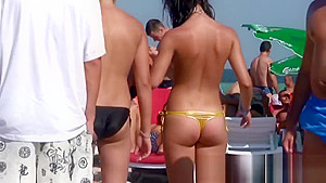 teens 18+ on the public beach topless showing naked firm breasts!