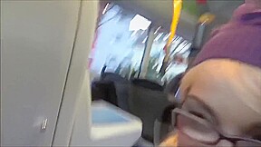 threesome blowjob in bus