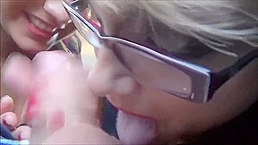 threesome blowjob in bus
