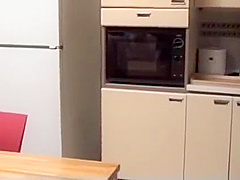wearing glass gets fucked by her step brother in the kitchen